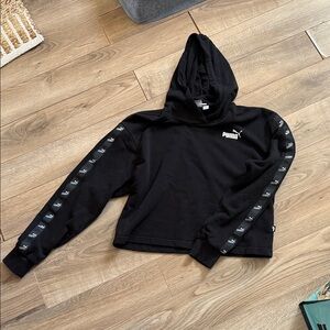 Puma Black Crewneck Sweatshirt with Logo Sleeve Tape